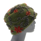 Preview: Unikat Mütze Musterwalkstoff Walk gefüttert handgefertigt grün