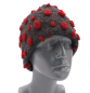Preview: Unikat Mütze Musterwalkstoff Walk gefüttert handgefertigt Punkte rot