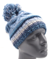 Preview: Gebeana Damen Strick-Mütze hellblau Bommel Strick made in Germany