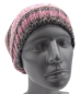 Preview: Gebeana Damen Strick-Mütze rosa-grau Bommel Strickmade in Germany
