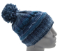 Preview: Gebeana Damen Strick-Mütze blau Bommel Strick made in Germany