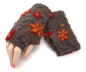 Preview: STULPEN Blumen orange auf braun HANDGEFERTIGT mit Daumenloch