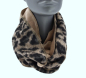 Preview: Loop Walkstoff Loopschal Baumwollfleece beige Leomuster gefüttert edel exclusiv