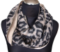 Preview: Loop Walkstoff Loopschal Baumwollfleece beige Leomuster gefüttert edel exclusiv