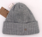 Preview: Lachti Strickmütze Rippenmuster komplett gefüttert warm Viskose hellgrau