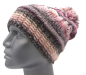 Preview: Gebeana Damen Strick-Mütze rosa-grau Bommel Strick made in Germany