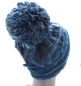 Preview: Gebeana Damen Strick-Mütze blau Bommel Strick made in Germany
