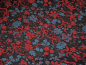 Preview: Musterwalk Blumen rot und blau auf anthrazit Walkstoff Italien gemustert Walkloden