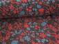 Preview: Musterwalk Blumen rot und blau auf anthrazit Walkstoff Italien gemustert Walkloden
