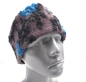 Preview: STIRNBAND Blumen türkis auf grau Größe verstellbar, Nickystoff gefüttert