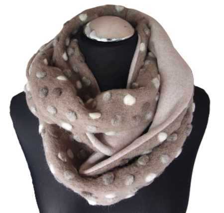 Loop Musterwalk Loopschal Winter warm Fleece beige gefüttert Unikat