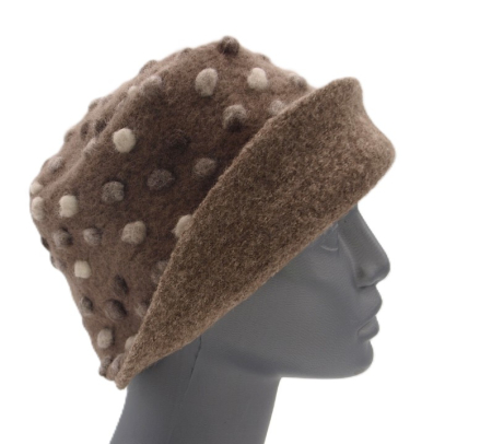 Preview: Hut Musterwalkstoff Punkte auf beige gefüttert beige Walk Einheitsgröße