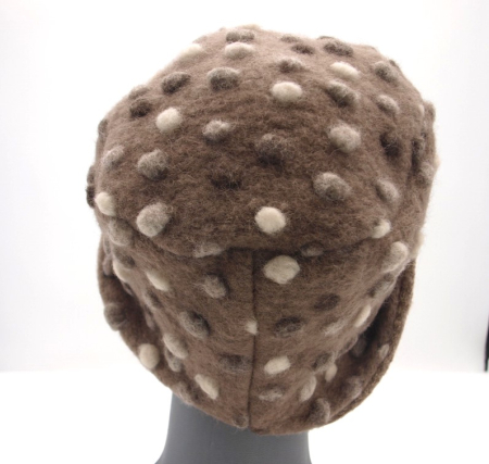 Preview: Hut Musterwalkstoff Punkte auf beige gefüttert beige Walk Einheitsgröße