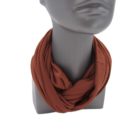 Preview: SCHLAUCHSCHAL LOOP SEIDENJERSEY 100% reine Seide braun