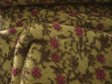 Preview: Neu eingetroffen Musterwalk Blumen auf grün Walkloden Italien