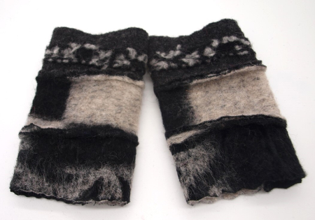 Neu Stulpen Pulswärmer Unikat Grautöne