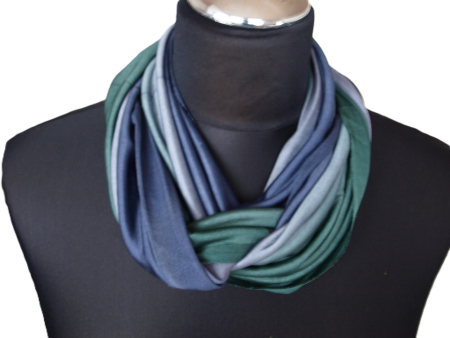 SCHLAUCHSCHAL LOOP SEIDENJERSEY 100% reine Seide Tanne-Marine-Grau