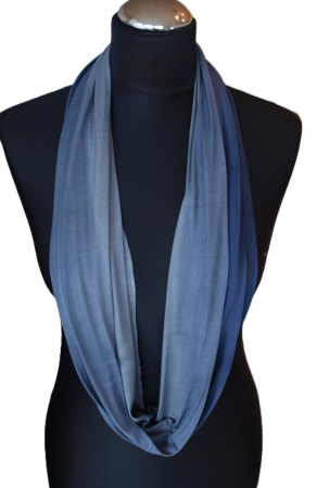 Preview: SCHLAUCHSCHAL LOOP SEIDENJERSEY 100% reine Seide Blau-Grau