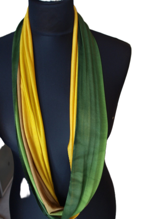 Preview: SCHLAUCHSCHAL LOOP SEIDENJERSEY 100% reine Seide Curry-Grün