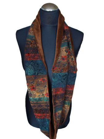 Preview: Loop Orient Paisley Loopschal Baumwollsamt braun gefüttert