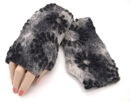 STULPEN Strahlen schwarz auf grau HANDGEFERTIGT mit Daumenloch