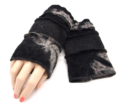 Stulpen Pulswärmer Unikat Grau-Schwarz