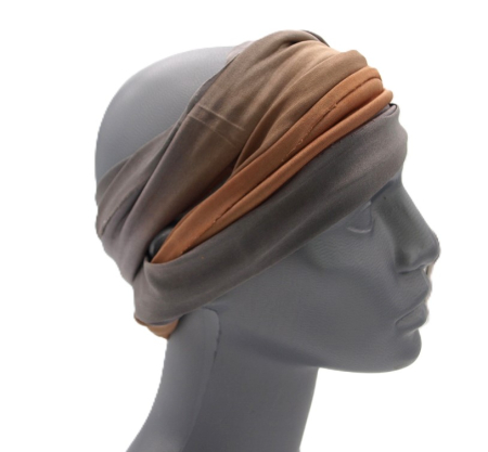 Preview: SCHLAUCHSCHAL LOOP SEIDENJERSEY 100% reine Seide grau-beige