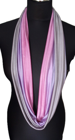 Preview: SCHLAUCHSCHAL LOOP SEIDENJERSEY 100% reine Seide rosa grau
