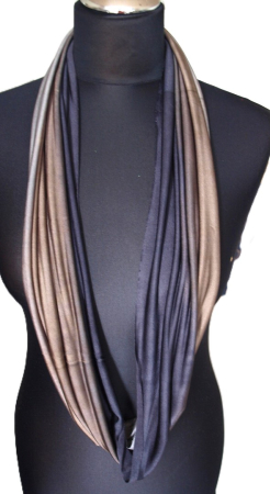 Preview: SCHLAUCHSCHAL LOOP SEIDENJERSEY 100% reine Seide braun grau schwarz
