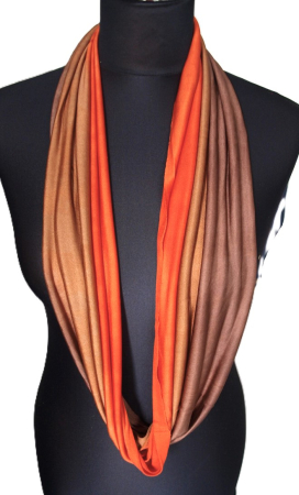 Preview: SCHLAUCHSCHAL LOOP SEIDENJERSEY 100% reine Seide orange-braun