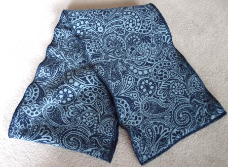 Preview: Loop Baumwolljaquard Loopschal Baumwollfleece blau gefüttert edel exclusiv