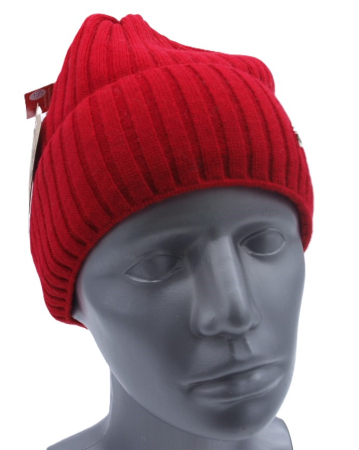 Preview: Lachti Strickmütze Rippenmuster komplett gefüttert warm Viskose rot