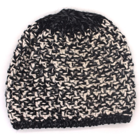 Strickmütze Beanie lang grau Ballonmütze Fa. Gebeana Strickgrau gefüttert made Germany
