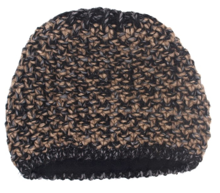 Strickmütze Beanie lang braun Ballonmütze Fa. Gebeana Strickgrau gefüttert made Germany