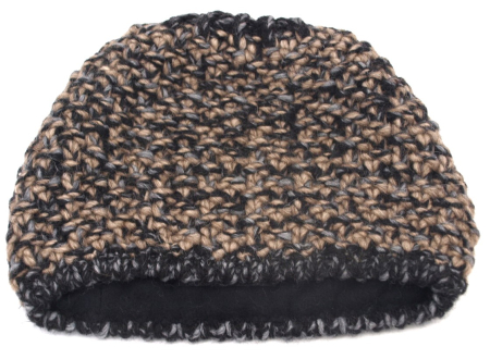 Strickmütze Beanie kurz Ballonmütze Fa. Gebeana Strick braun gefüttert made Germany