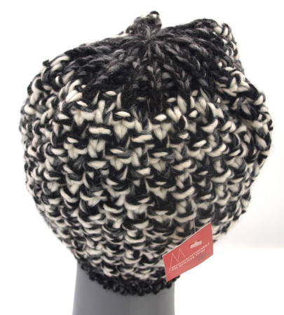 Strickmütze Beanie lang grau Ballonmütze Fa. Gebeana Strickgrau gefüttert made Germany