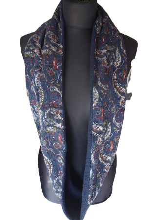 Schlauchschal Loopschal blau Paisley handgefertigt gefüttert Fleece warm Winter