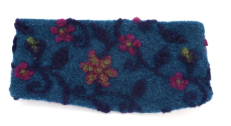 Preview: STIRNBAND Blumen auf blau Größe verstellbar, Nickystoff gefüttert