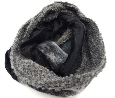 Preview: Loop Loopschal Schlauchschal 3 verschiedene Stoffe Unikat Boucle Walk Samt