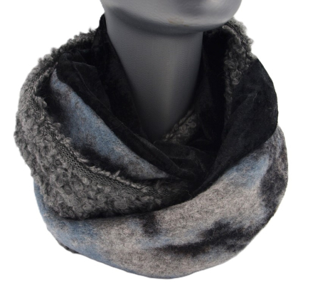 Loop Loopschal Schlauchschal 3 verschiedene Stoffe Unikat Boucle Walk Samt