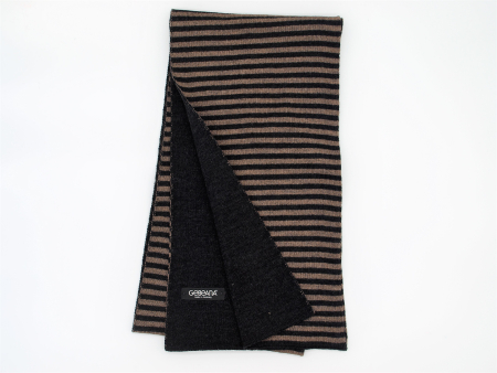 Wollschal gestrickt doppellagig Streifen taupe-anthrazit 100% Wolle, made in Germany