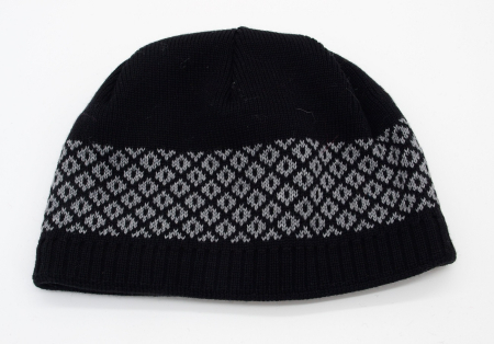 Gebeana Herren Strickmütze Raute schwarz-grau made in Germany