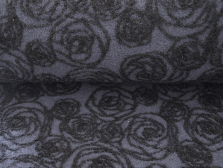 Preview: Musterwalk Kreise blau Walkstoff Italien gemustert Walkloden