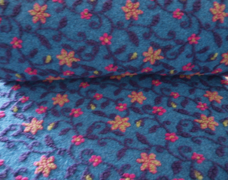 Musterwalk Blumen blau lila pink Walkloden Italien Musterwalkstoff