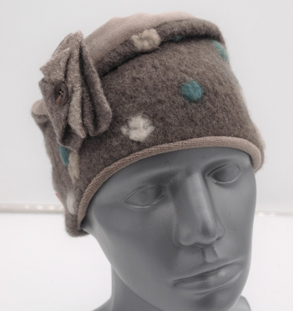 Preview: STIRNBAND bunte Punkte auf taupe