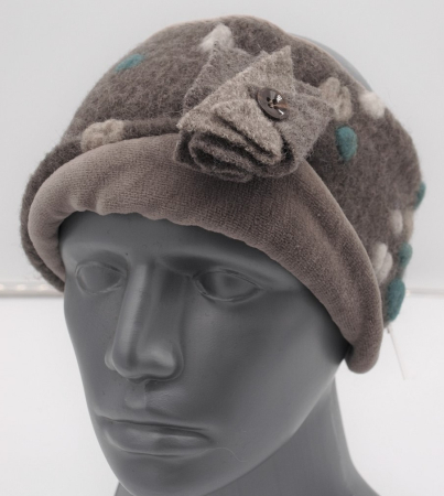 Preview: STIRNBAND bunte Punkte auf taupe