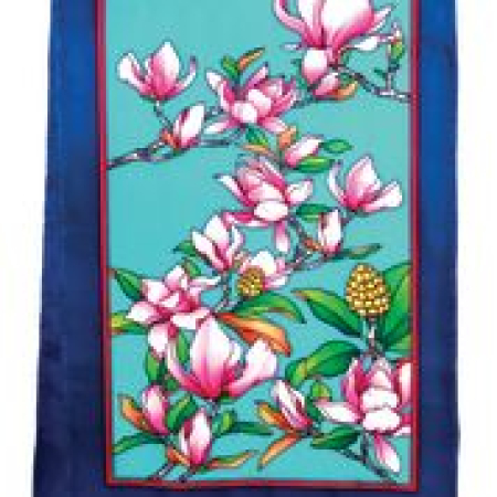 Magnolias Pierre Willocq La Collection GUTTA-SEIDENSCHAL 43x145cm Ponge 9 Konturen schwarz