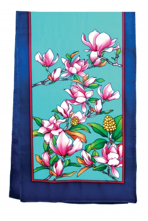 Preview: Magnolias Pierre Willocq La Collection GUTTA-SEIDENSCHAL 43x145cm Ponge 9 Konturen schwarz