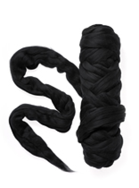 Kammzug, Merino, 19.5mic, ideal zum Nuno-Filzen, schwarz, 100% Wolle 1000g