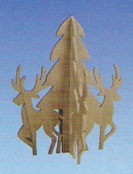Baum mit Hirschen 2teilig zum Aufstellen, MDF Holzdekor von Rico, Weihnachten 06934.00.00